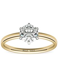Six-Prong Low Dome Comfort Fit Solitaire Engagement Ring in 18k Yellow Gold (2mm)